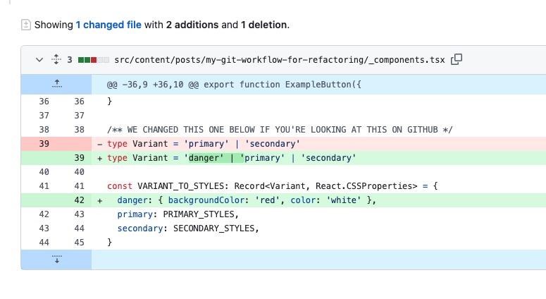 The git diff in the PR of our addition